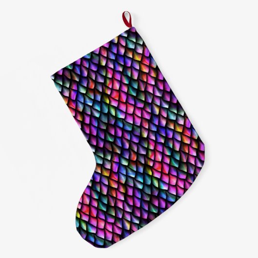 Rainbow Dragon Scales Strumpf Großer Weihnachtsstrumpf (Rückseite (Hängend))