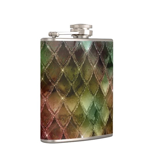 Rainbow Dragon Scales Texture Flachmann (Rechts)