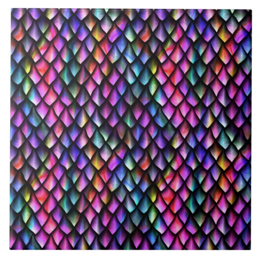 Rainbow Dragon Scales Tile Fliese (Vorderseite)