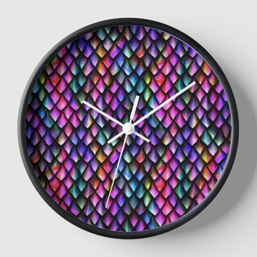 Rainbow Dragon Scales Wall Clock Uhr (Vorderseite)