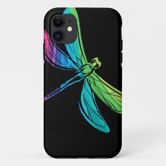 Rainbow Dragonfly auf Black Case-Mate iPhone Case (Rückseite)