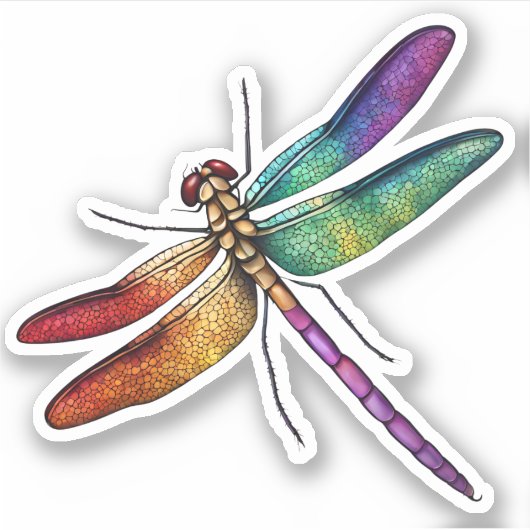 Rainbow Dragonfly Aufkleber (Vorderseite)