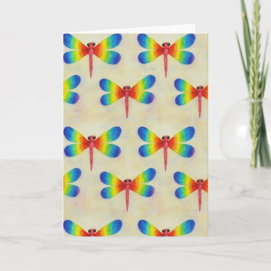 Rainbow Dragonfly Blank Gruß Karte (Vorderseite)