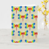 Rainbow Dragonfly Blank Gruß Karte (Gelbe Blume)