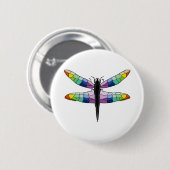 Rainbow Dragonfly Button (Vorne & Hinten)