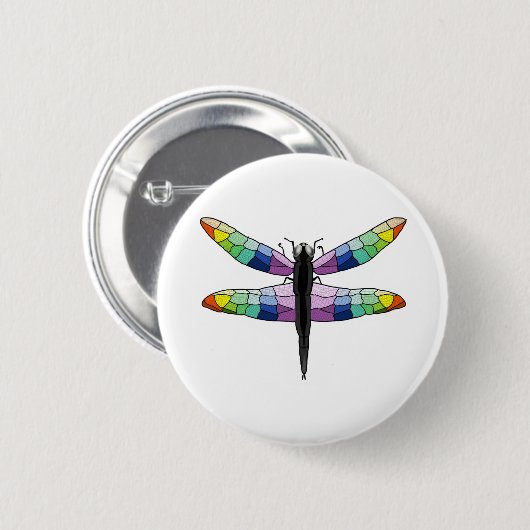 Rainbow Dragonfly Button (Vorne & Hinten)