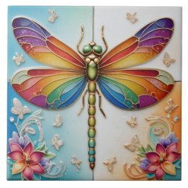 Rainbow Dragonfly - Farbenfrohe Multicolor Fliese