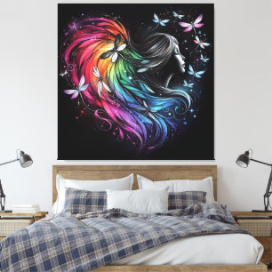 Rainbow Dragonfly Herz Leinwanddruck