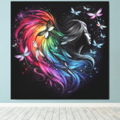 Rainbow Dragonfly Herz Leinwanddruck (Insitu (Holzboden))
