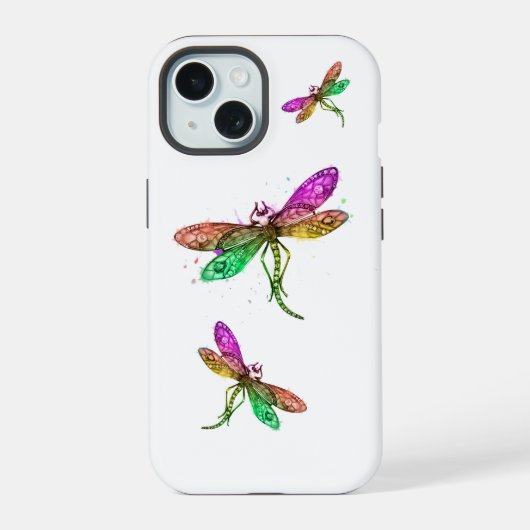 Rainbow Dragonfly iPhone Case 15 Hülle (Rückseite)
