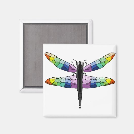 Rainbow Dragonfly-Magnet Magnet (Vorderseite/Rückseite)