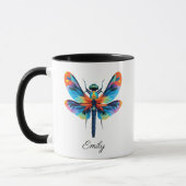 Rainbow Dragonfly Personalized Name Tasse (Links)