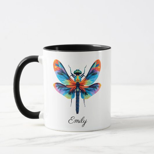 Rainbow Dragonfly Personalized Name  Tasse (Links)