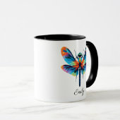 Rainbow Dragonfly Personalized Name  Tasse (VorderseiteRechts)