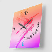 *'Rainbow Dragonfly' Quadratische Wanduhr (Winkel)
