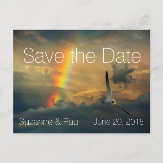 Rainbow Dreams Modern Save the Date Ankündigungspostkarte (Vorderseite)