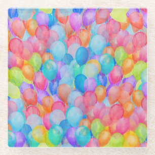 Rainbow Dreams: Watercolor Ballon Art Glasuntersetzer