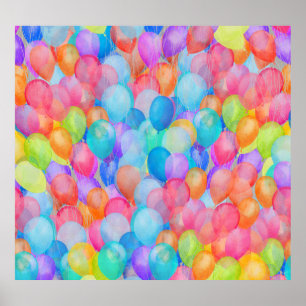 Rainbow Dreams: Watercolor Ballon Art Poster