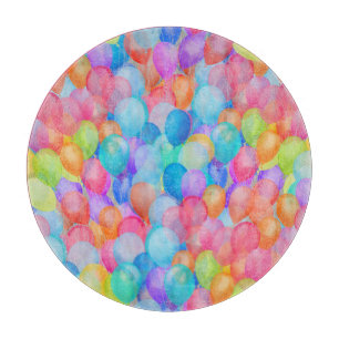 Rainbow Dreams: Watercolor Ballon Art Schneidebrett