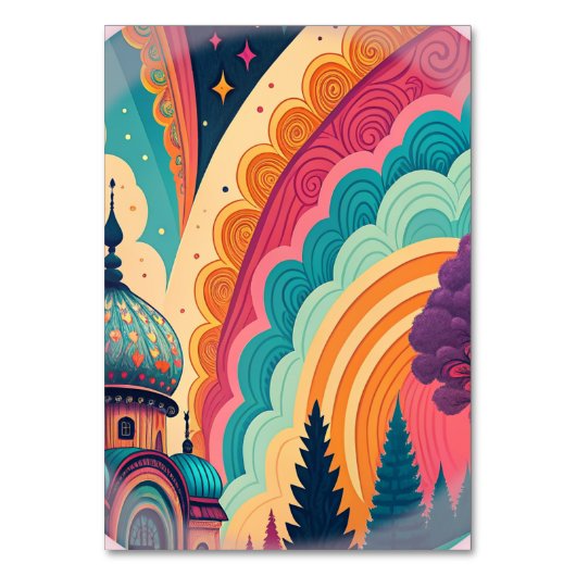 Rainbow Dreamscape Table Card - Anpassbar Tischnummer (Vorderseite)