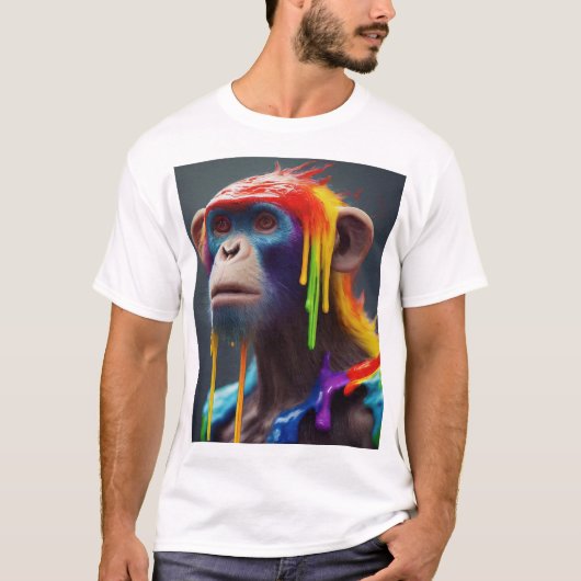 "Rainbow Dripping Monkey: Bold and Playful Design" T-Shirt (Vorderseite)