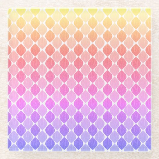 Rainbow Drops Muster Boho Glasuntersetzer (Vorderseite)