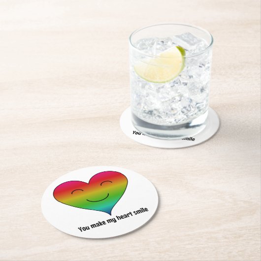 Rainbow, du bringst mein Herz zum Lächeln Runder Pappuntersetzer (Vor Ort)