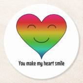 Rainbow, du bringst mein Herz zum Lächeln Runder Pappuntersetzer (Vorderseite)