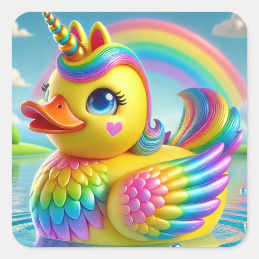 Rainbow-Duck-a-Corn-Aufkleber Quadratischer Aufkleber (Vorderseite)