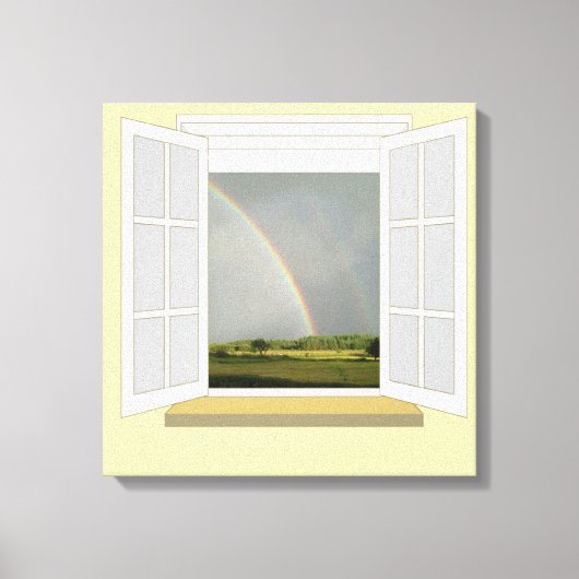 Rainbow durch Fenster Leinwanddruck (Vorderseite)