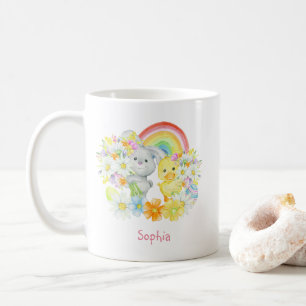 Rainbow Easter Bunny und Chick Kaffeetasse