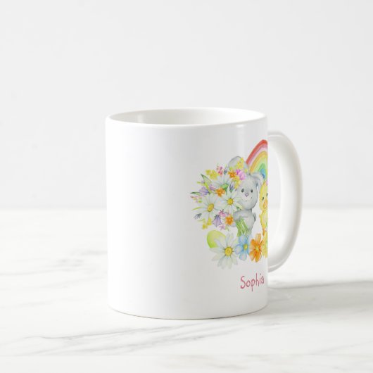 Rainbow Easter Bunny und Chick Kaffeetasse (VorderseiteRechts)