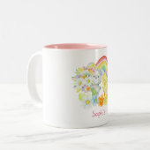 Rainbow Easter Bunny und Chick Zweifarbige Tasse (Vorderseite Links)