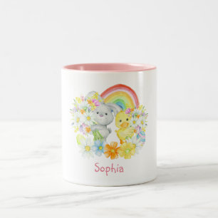 Rainbow Easter Bunny und Chick Zweifarbige Tasse