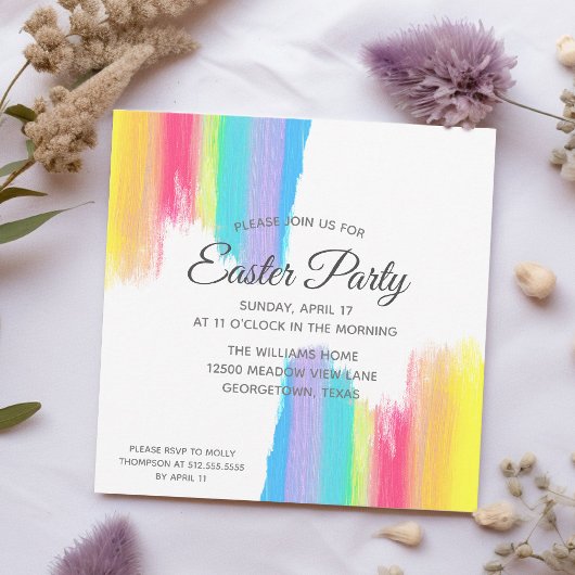 Rainbow Easter Party Elegante Watercolor Lila Einladung