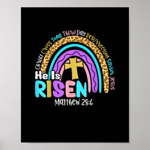 Rainbow Easter Trendy T-Shirt Er ist Risen Matthew Poster