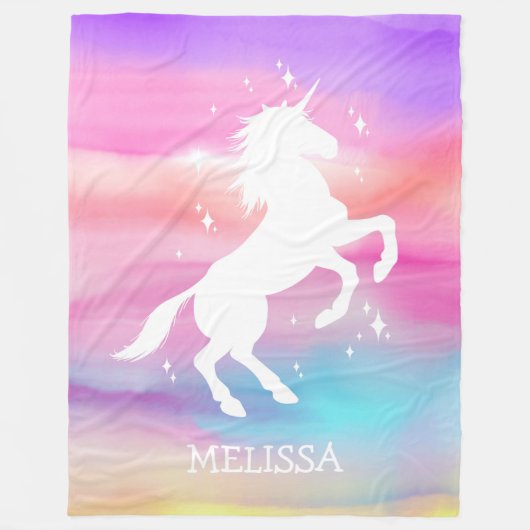 Rainbow-Einhorn-Babydecke, personalisiertes Gesche Fleecedecke (Vorderseite)