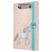 Rainbow-Einhorn, farbenfrohe Sterne, Monogramm Klemmbrett (Links)
