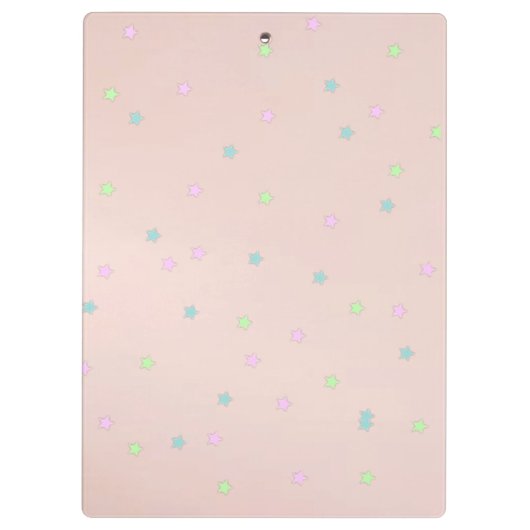 Rainbow-Einhorn, farbenfrohe Sterne, Monogramm Klemmbrett (Rückseite)