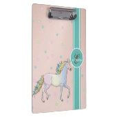 Rainbow-Einhorn, farbenfrohe Sterne, Monogramm Klemmbrett (Rechts)