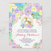 Rainbow Einhorn Geburtstag ERSTE Einladung (Vorne/Hinten)