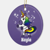 Rainbow-Einhorn mit Sternenhintergrund Keramik Ornament (Links)