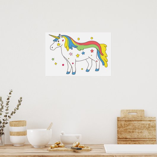 Rainbow-Einhorn Poster (Küche)