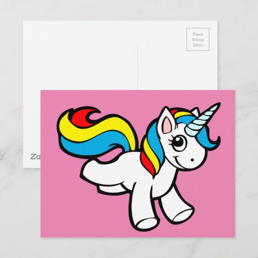Rainbow-Einhorn Postkarte (Vorne/Hinten)