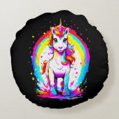 Rainbow-Einhorn Rundes Kissen (Rückseite)
