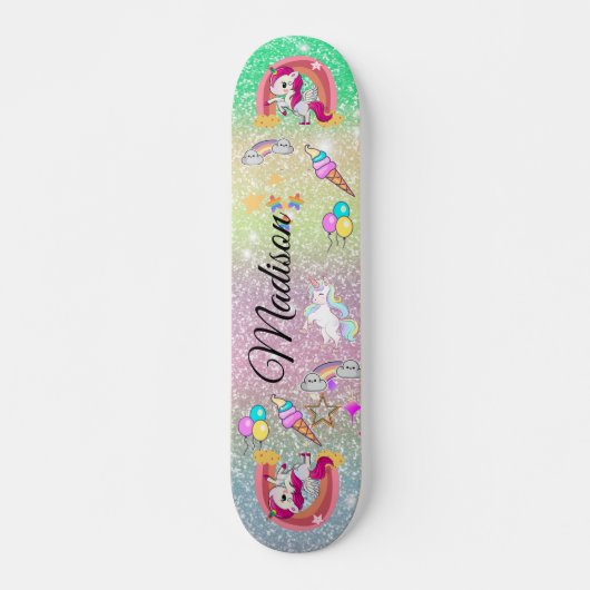 Rainbow-Einhorn Skateboard (Vorne)
