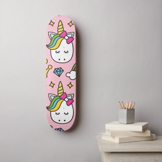Rainbow-Einhorn Skateboard (Wandkunst)