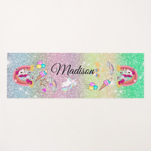 Rainbow-Einhorn Yogamatte (Vorderseite (Horizontal))