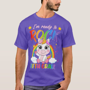 Rainbow-Einhorn zurück zur Schule, bereit zum 5. T-Shirt