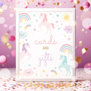 Rainbow Einhornkarten und Geschenke Geburtstagspar Poster